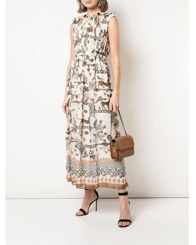 SALONI Clothing XS Saloni Sinead Printed Silk Midi Dress