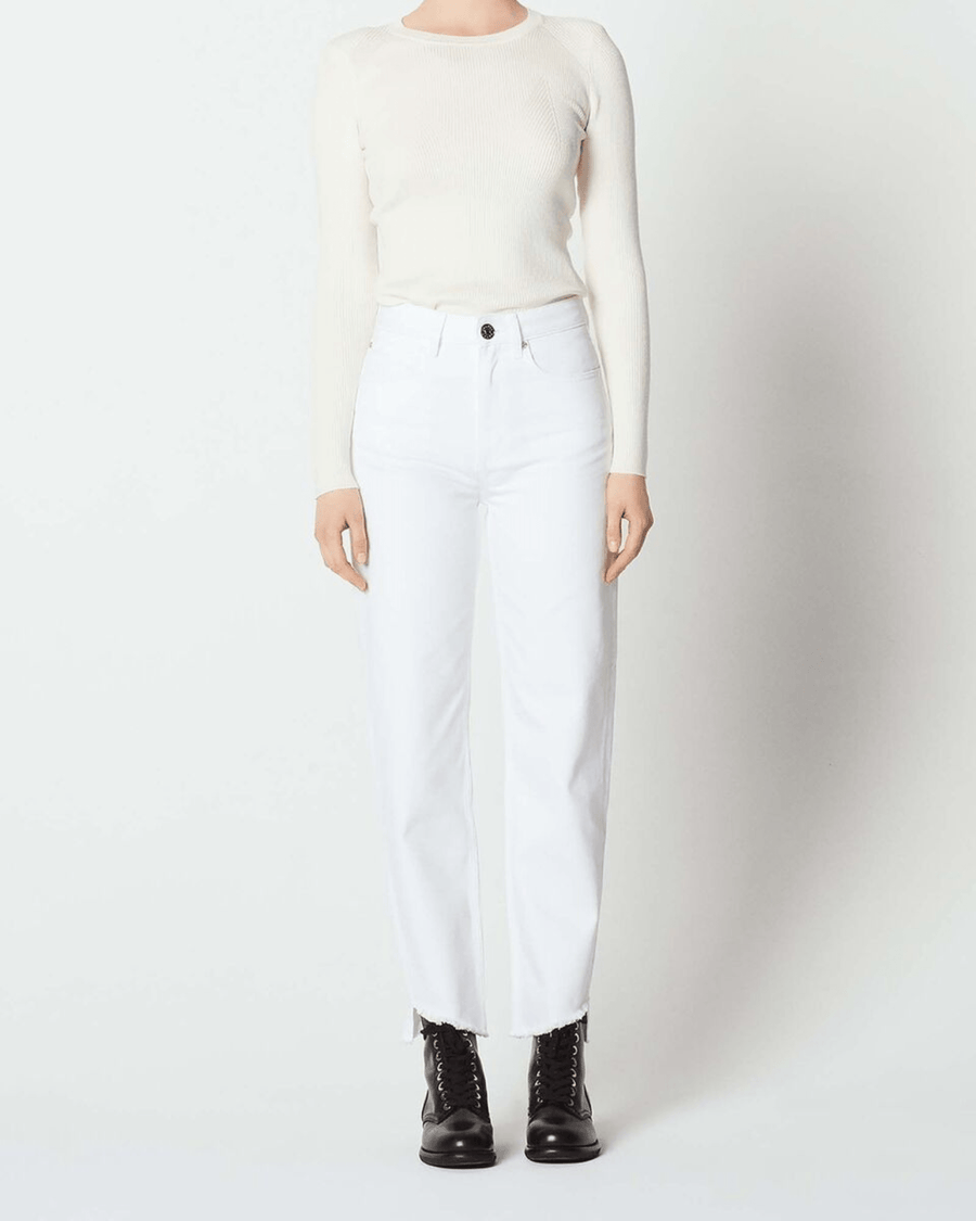 Sandro Clothing Medium | FR 40 SANDRO High-waisted Straight-cut Jeans Weiss White Mom Jean Raw Hem