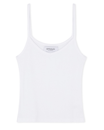 SPRWMN Clothing Small White Rib V-Neck Tank