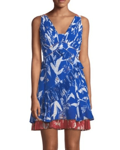 Tanya Taylor Clothing XS | US 2 Eva Pleated Parrot Tulip Ruffle Mini Dress