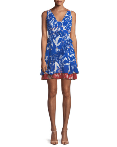 Tanya Taylor Clothing XS | US 2 Eva Pleated Parrot Tulip Ruffle Mini Dress