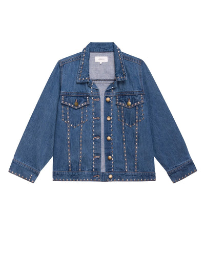 The Great Clothing Small The Great Studded Denim Jacket. in Electric Blue Wash