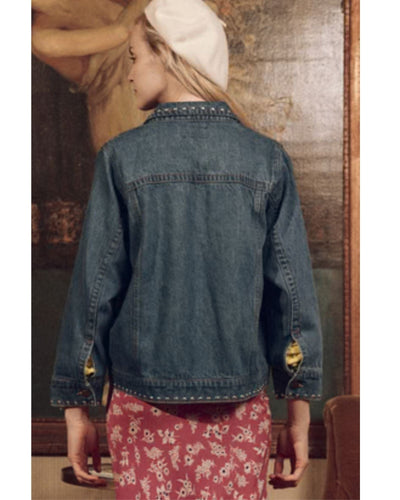 The Great Clothing Small The Great Studded Denim Jacket. in Electric Blue Wash