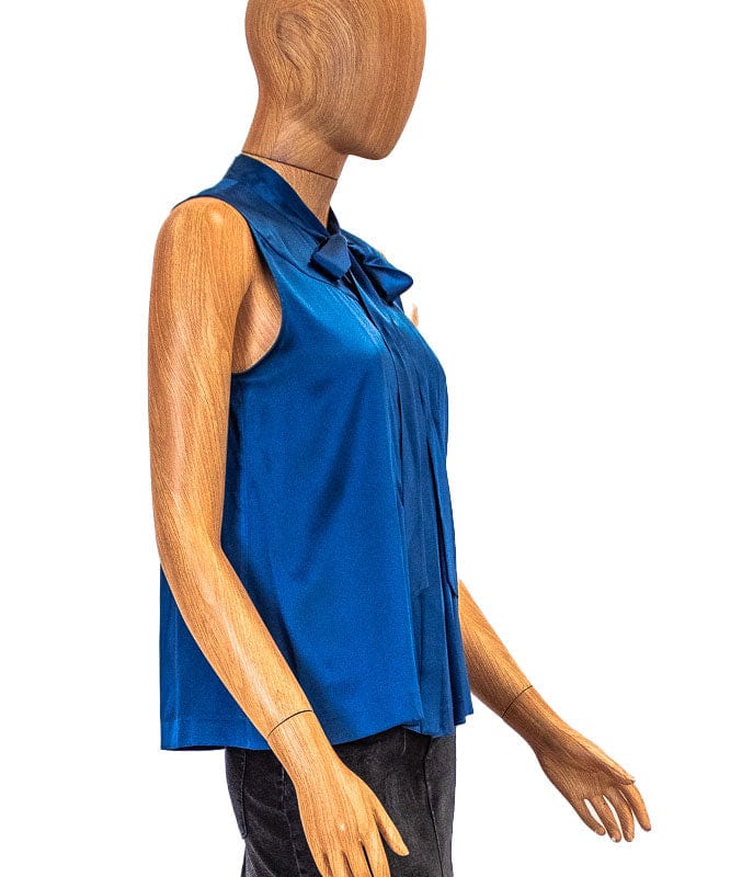 Theory Clothing XS Blue Pleated Sleeveless Blouse