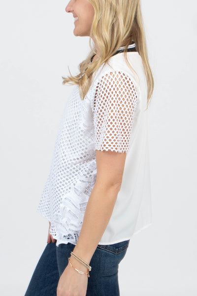 Trouve Clothing Medium Crochet Overlay Tee