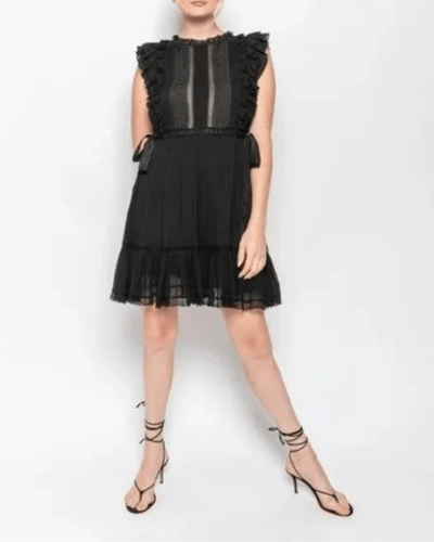 Ulla Johnson Clothing Large | US I 10 Ulla Johnson Henriette Black Lace Trim Side Tie Mini Dress