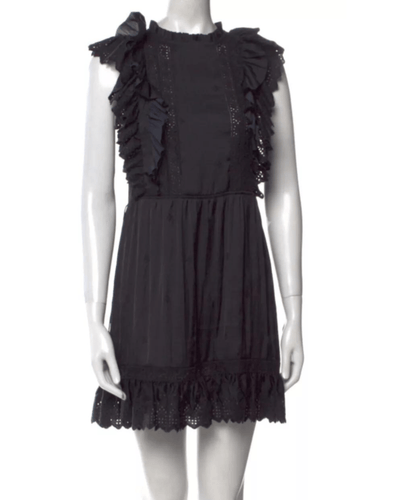 Ulla Johnson Clothing Large | US I 10 Ulla Johnson Henriette Black Lace Trim Side Tie Mini Dress