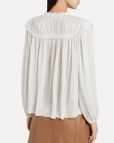 Ulla Johnson Clothing Medium | US 6 Emilda Pleated Crepe Blouse