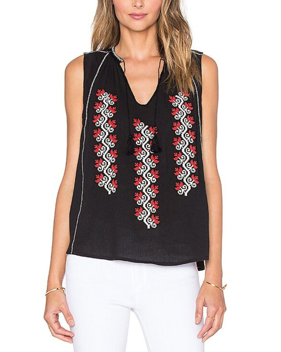 Ulla Johnson Clothing XS | US 2 Black Embroidered Sleeveless Top