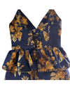 V.Chapman Clothing Medium Baroque Love Navy Floral Midi Corset Dress