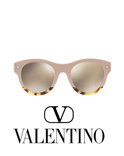 Valentino Accessories One Size Pink Havana Light Gold Mirror VA4020 Sunglasses