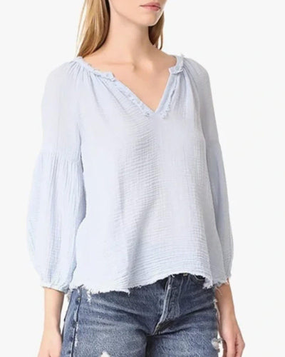 Cotton Gauze Peasant Top The Revury