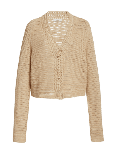 Vince Clothing Medium Crochet Cardigan In Straw