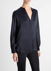 Vince Clothing Small | US 2 Silk Satin Band-Collar Blouse