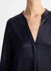 Vince Clothing Small | US 2 Silk Satin Band-Collar Blouse