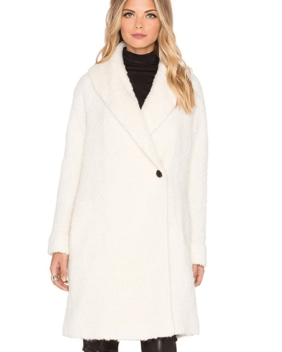 Vince Clothing XS Vince Fuzzy Knit Long Cream Coat