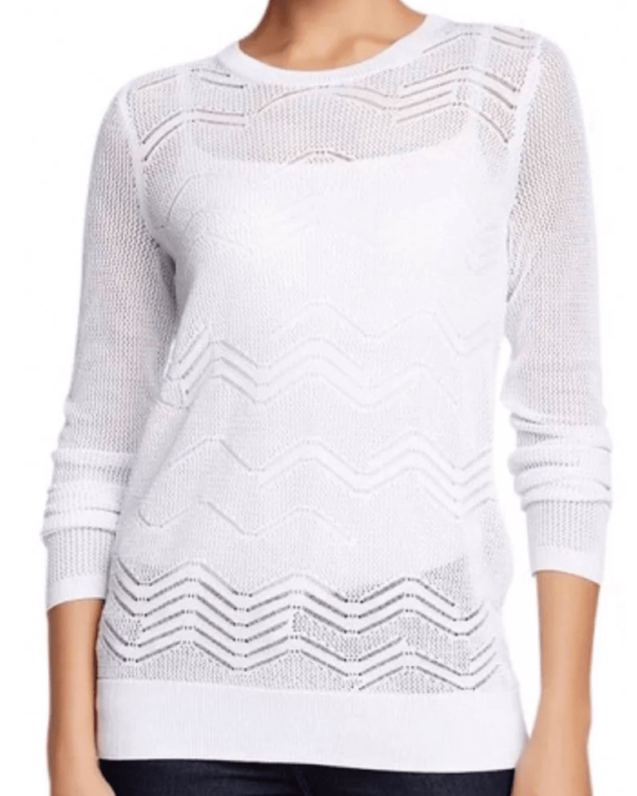 Vince Clothing XXS Vince White Zig Zag Mesh Sweater