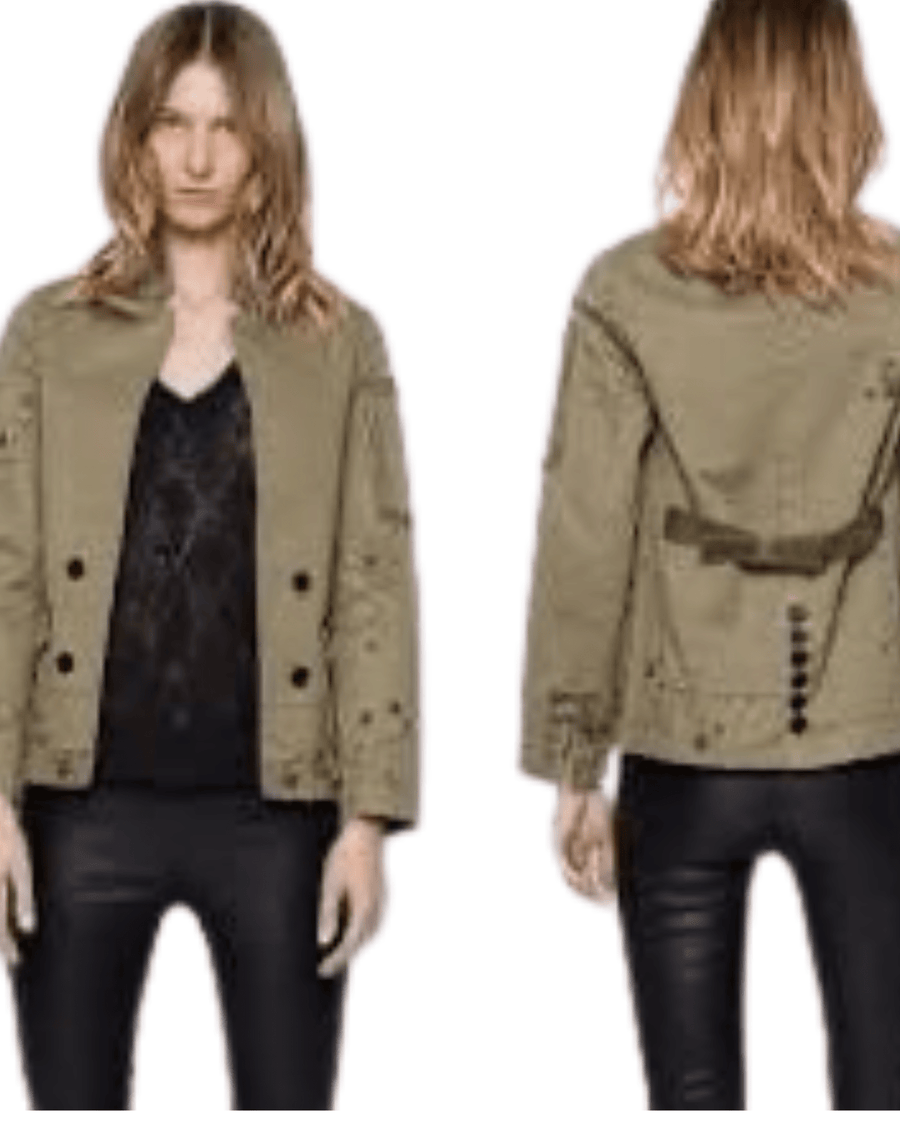 Zadig & Voltaire Clothing Small Vladimir Grunge Utility Jacket