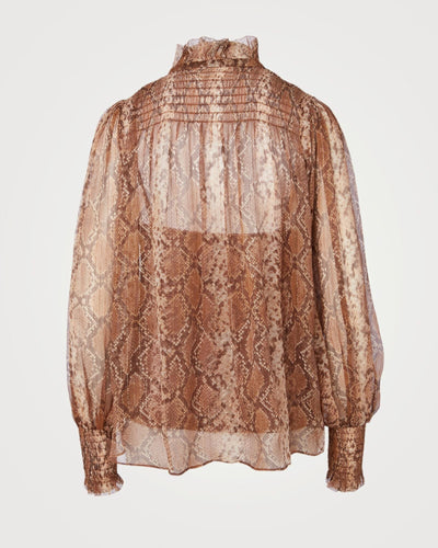 Zimmermann Clothing Large Gold Metallic Python Print Blouse