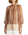 Zimmermann Clothing Large Gold Metallic Python Print Blouse