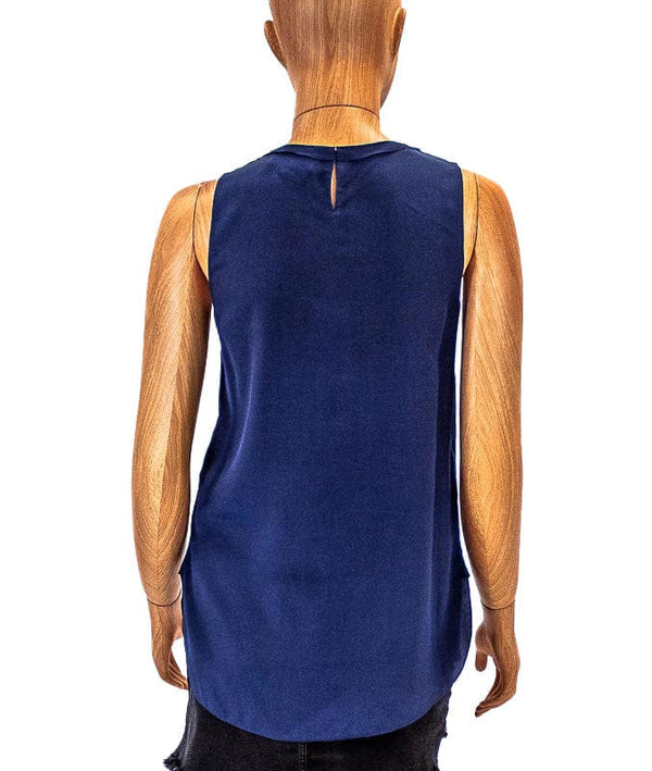 Vince Sleeveless Silk Top in Blue