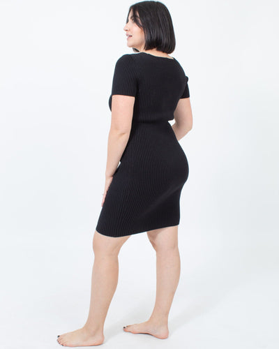 Alexander Wang Clothing Medium Black Ribbed Cocktail Dress