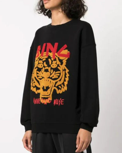 Anine Bing Clothing Medium "Chenille Tiger Patch" Sweatshirt