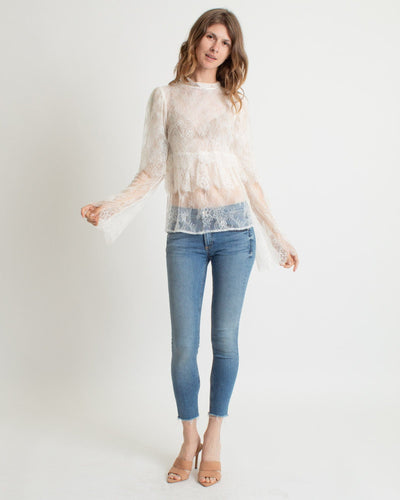 White Lace Long Sleeve Blouse The Revury