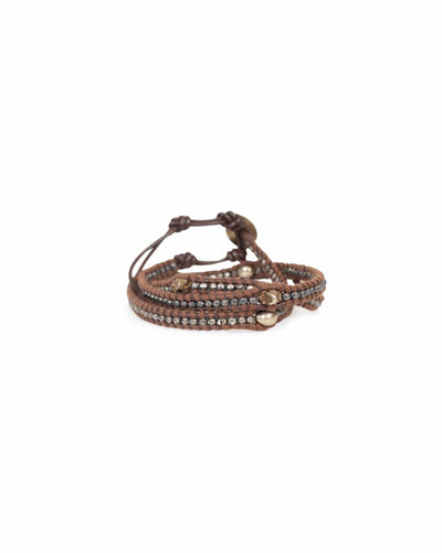 Leather Wrap Bracelet with Gold Hardware - The Revury