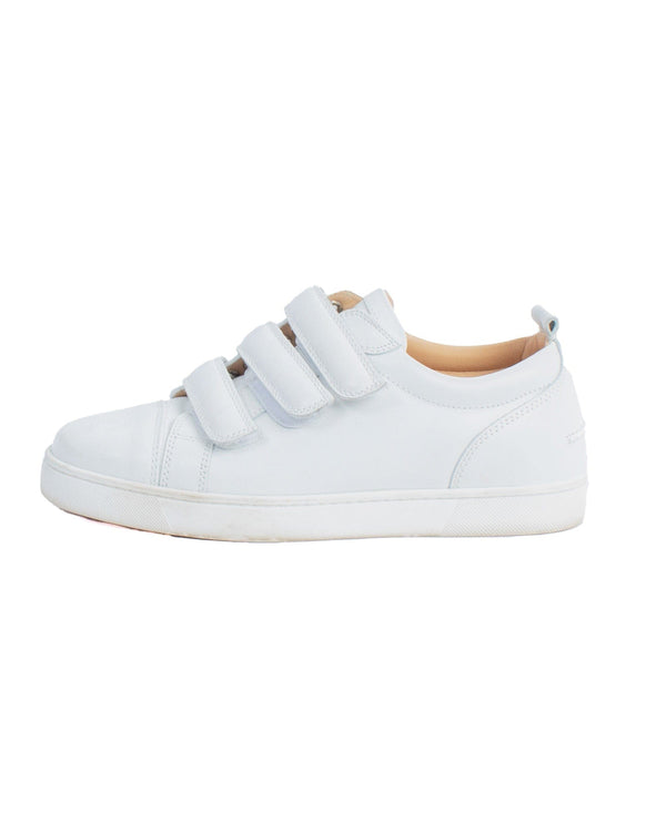 Louboutin White Leather Velcro Sneakers - The Revury