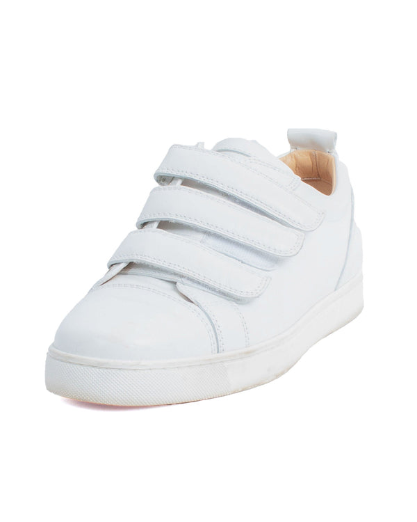 Louboutin White Leather Velcro Sneakers - The Revury