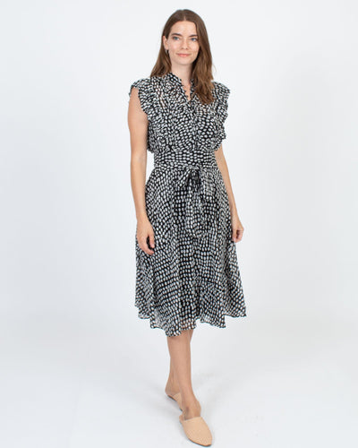 Club Monaco Clothing Small | US 4 "Saffra" Printed Ruffle Dress