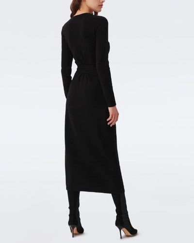 Diane Von Furstenberg Clothing Small "Astrid" Wool-Cashmere Sweater Wrap Dress