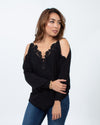 Elie Tahari Clothing Small Black Lace Off-The Shoulder Blouse