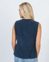 Elie Tahari Clothing Small Navy Silk Ruffle Blouse