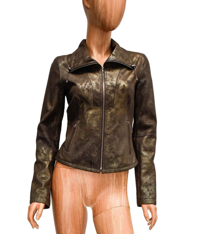 Elie Tahari Clothing XS Metallic Leather Jacket