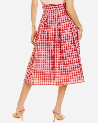 Eva Franco Clothing XS | US 2 Textured Plaid Midi Skirt