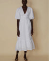 Faithful the Brand Clothing Small | US 4 "Romilla" V-neck Open Back Linen Midi Dress