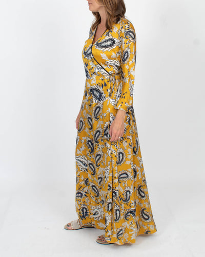 Forte_Forte Clothing Medium Yellow Print Silk Wrap Dress