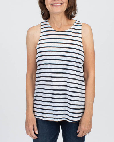 FRAME Clothing Medium Navy Striped Linen Tank