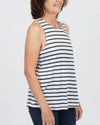 FRAME Clothing Medium Navy Striped Linen Tank