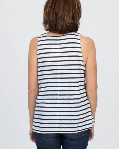 FRAME Clothing Medium Navy Striped Linen Tank