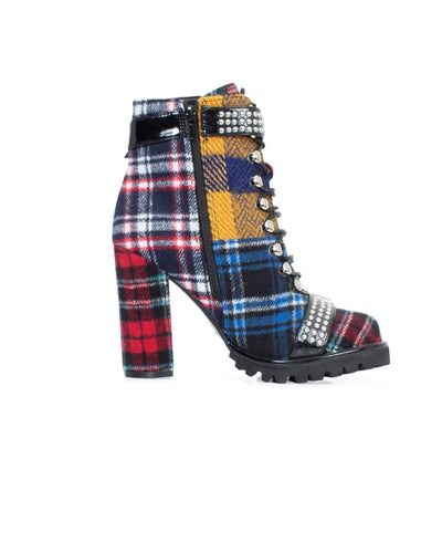 Jeffrey Campbell Shoes Medium | US 8.5 "Lilith- 2" Lace Up Plaid Bootie