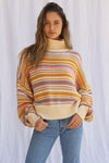 Jen's Pirate Booty Clothing Medium "Apres-Ski Striped Pullover" Turtleneck Sweater