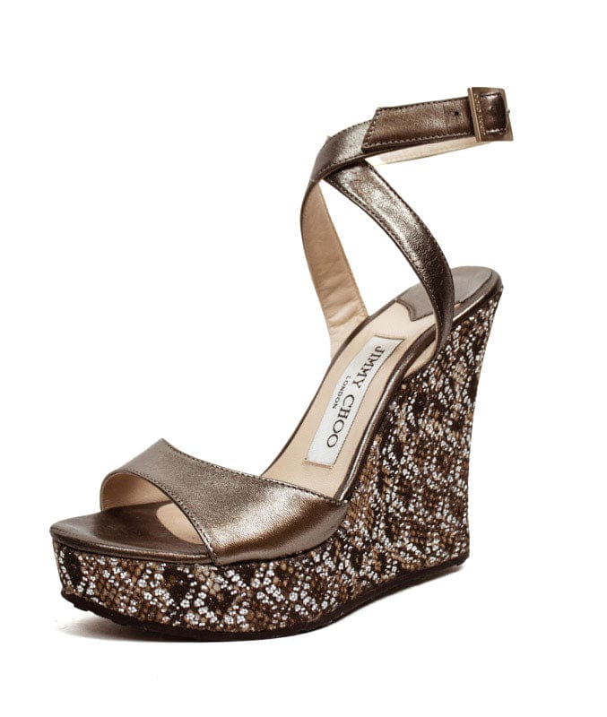 Jimmy Choo Naima Jeweled Platform Wedge Sandals in Beige Suede Grey  ref.730548 - Joli Closet