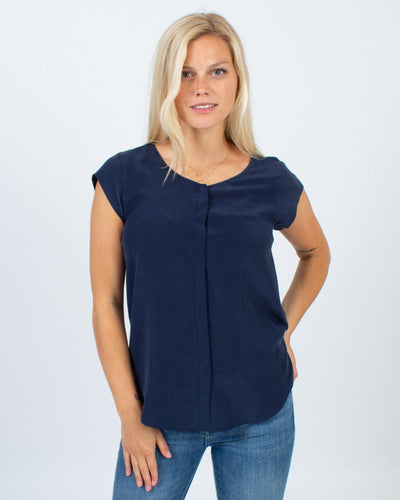 Joie Clothing Small Silk Navy Blouse