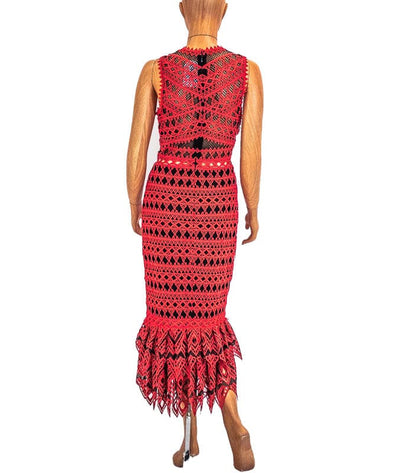 Jonathan Simkhai Clothing Medium Red and Black Cutout Gown