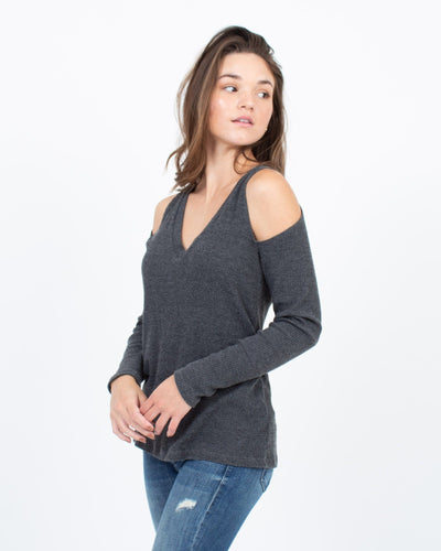 LNA Clothing XS Ribbed Cold Shoulder top