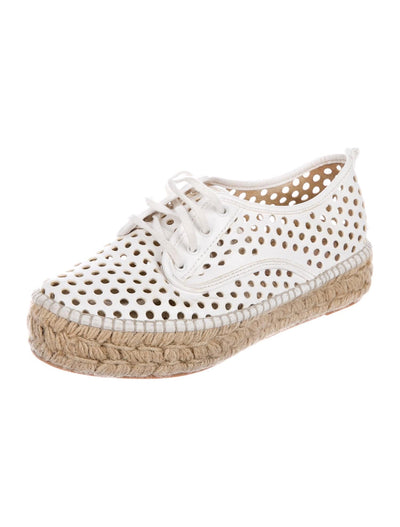 Loeffler Randall Shoes XS | US 5 White Perforated Leather Espadrille Sneakers