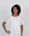 Lovers + Friends Clothing Medium Short Sleeve Off the Shoulder Crochet Blouse